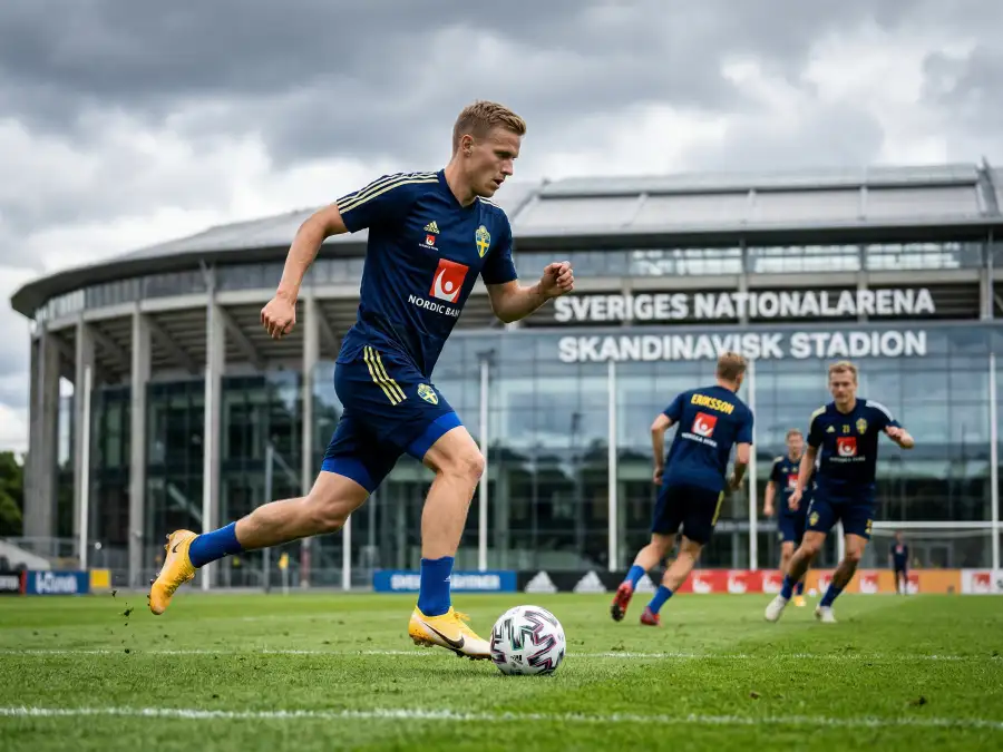 Frankrikes landslag i blå tröjor under en kvalmatch mot europeiskt motstånd